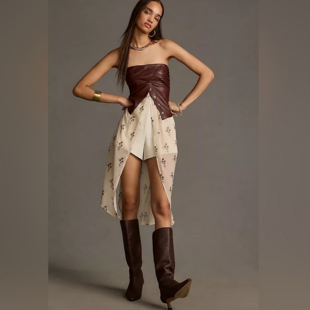 Anthropologie strapless vegan leather new top with tag
